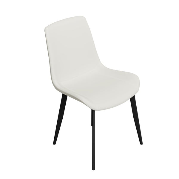 English Elm White Quilted PU Leather Dining Chairs with Matte Steel Legs for Modern Interiors Cream White 20.1 L x 22.8 W x 32.7 H W5815P525472
