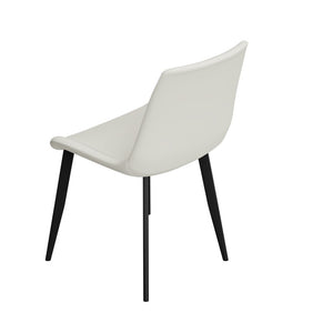 English Elm White Quilted PU Leather Dining Chairs with Matte Steel Legs for Modern Interiors Cream White 20.1 L x 22.8 W x 32.7 H W5815P525472