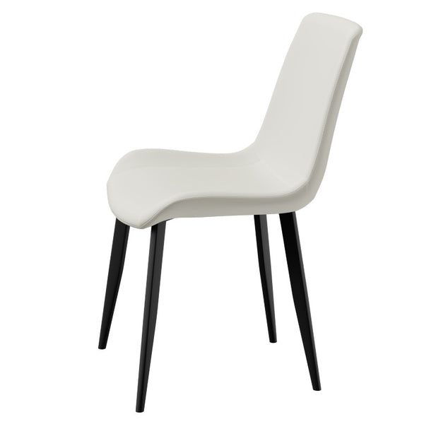 English Elm White Quilted PU Leather Dining Chairs with Matte Steel Legs for Modern Interiors Cream White 20.1 L x 22.8 W x 32.7 H W5815P525472