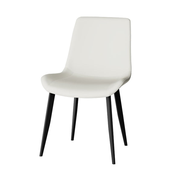 English Elm White Quilted PU Leather Dining Chairs with Matte Steel Legs for Modern Interiors Cream White 20.1 L x 22.8 W x 32.7 H W5815P525472