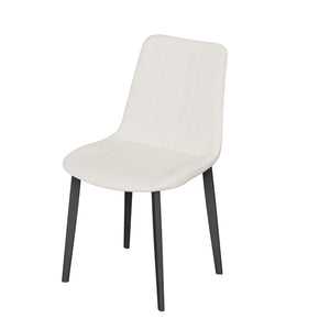 English Elm White Quilted PU Leather Dining Chairs with Matte Steel Legs for Modern Interiors Beige White 16.14 L x 18.11 W x 33.64 H W5815P530726