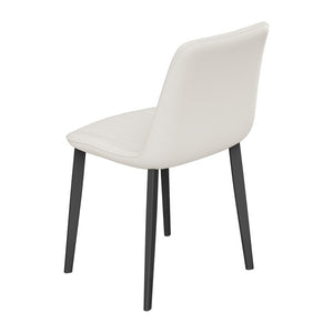 English Elm White Quilted PU Leather Dining Chairs with Matte Steel Legs for Modern Interiors Beige White 16.14 L x 18.11 W x 33.64 H W5815P530726