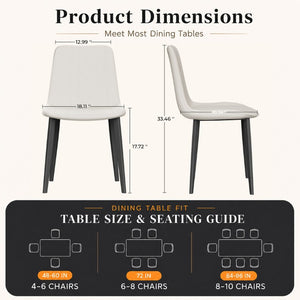 English Elm White Quilted PU Leather Dining Chairs with Matte Steel Legs for Modern Interiors Beige White 16.14 L x 18.11 W x 33.64 H W5815P530726