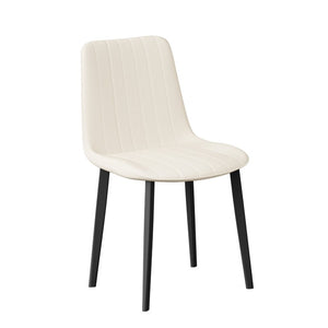 English Elm White Quilted PU Leather Dining Chairs with Matte Steel Legs for Modern Interiors Beige White 16.14 L x 18.11 W x 33.64 H W5815P530726