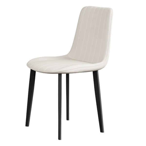 English Elm White Quilted PU Leather Dining Chairs with Matte Steel Legs for Modern Interiors Beige White 16.14 L x 18.11 W x 33.64 H W5815P530726
