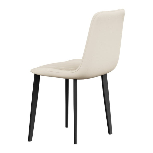 English Elm White Quilted PU Leather Dining Chairs with Matte Steel Legs for Modern Interiors Beige White 16.14 L x 18.11 W x 33.64 H W5815P530726