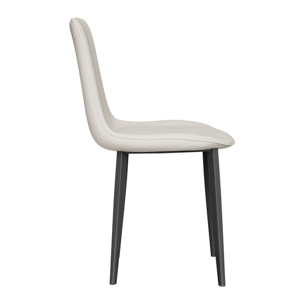 English Elm White Quilted PU Leather Dining Chairs with Matte Steel Legs for Modern Interiors Beige White 16.14 L x 18.11 W x 33.64 H W5815P530726