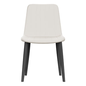 English Elm White Quilted PU Leather Dining Chairs with Matte Steel Legs for Modern Interiors Beige White 16.14 L x 18.11 W x 33.64 H W5815P530726