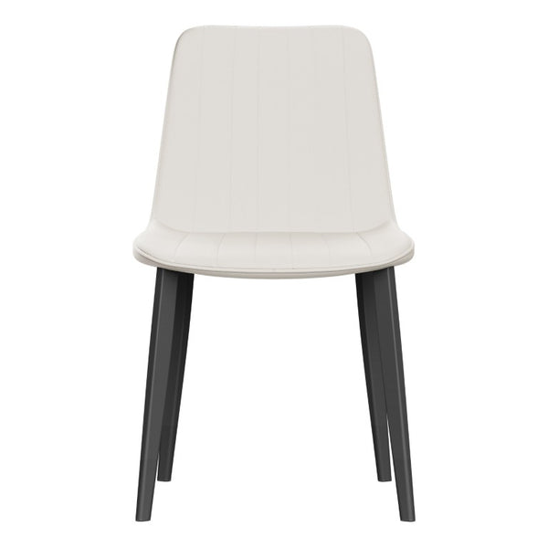 English Elm White Quilted PU Leather Dining Chairs with Matte Steel Legs for Modern Interiors Beige White 16.14 L x 18.11 W x 33.64 H W5815P530726
