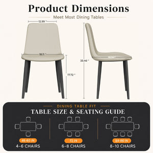 English Elm Black PU Leather Dining Chairs Sculpted Wave Back Ergonomic Steel Frame Kitchen Set Khaki Set of 2 W5815P531620