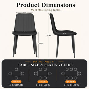 English Elm Black PU Leather Dining Chairs Sculpted Wave Back Ergonomic Steel Frame Kitchen Set Black Set of 4 W5815P531624