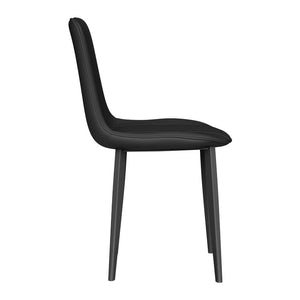 English Elm Black PU Leather Dining Chairs Sculpted Wave Back Ergonomic Steel Frame Kitchen Set Black Set of 4 W5815P531624