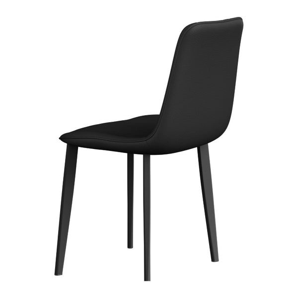 English Elm Black PU Leather Dining Chairs Sculpted Wave Back Ergonomic Steel Frame Kitchen Set Black Set of 4 W5815P531624