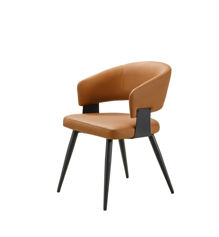 English Elm Modern Faux Leather Dining Chair Set of Two with Curved Back and Black Metal Frame W5815P583490
