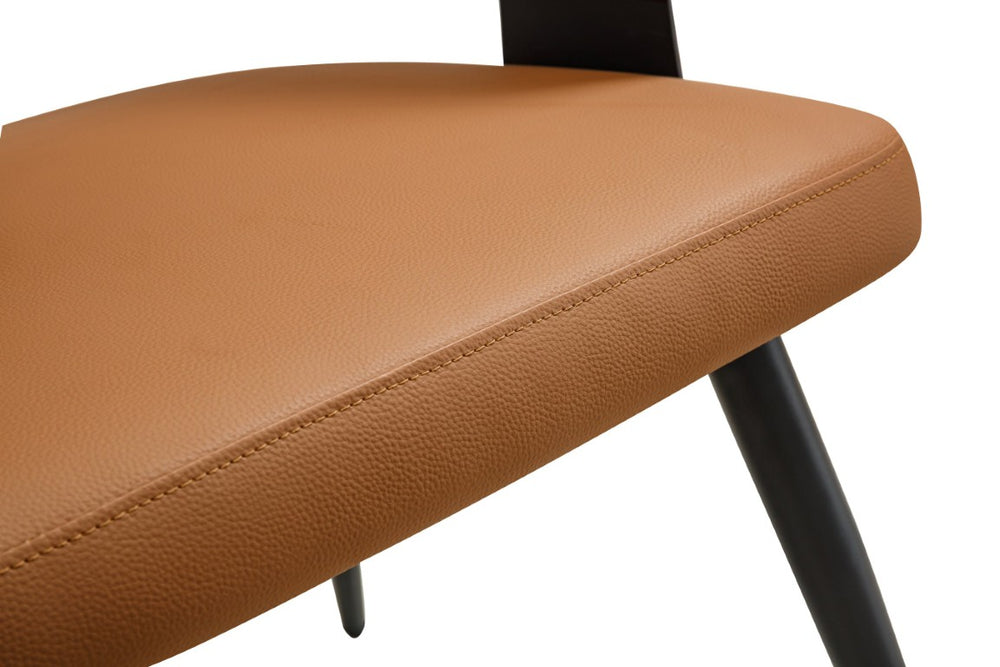 English Elm Modern Faux Leather Dining Chair Set of Two with Curved Back and Black Metal Frame W5815P583490