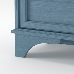 English Elm 52.17"h Arched Glass Door Curio Cabinet with Drawers Warm Wood Finish Display Blue W5819P481589