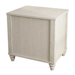 English Elm Fluted Oak Grain Nightstand with Three Drawers Mid Century Modern Bedroom Storage Beige W5819P481604
