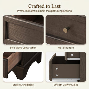 English Elm 52.17"h Arched Glass Door Curio Cabinet with Drawers Warm Wood Finish Display Brown W5819P488755
