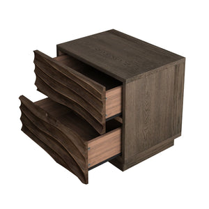 English Elm Farmhouse Nightstand Pine Wood Four Drawer Storage with Pull Out Tray and Gourd Legs W5819P488801