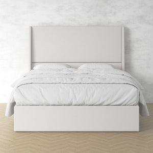 English Elm High Headboard Queen Bed Chenille Upholstered Frame with 12 Slat Wooden Support W5819P492590