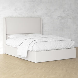 English Elm High Headboard Queen Bed Chenille Upholstered Frame with 12 Slat Wooden Support W5819P492590