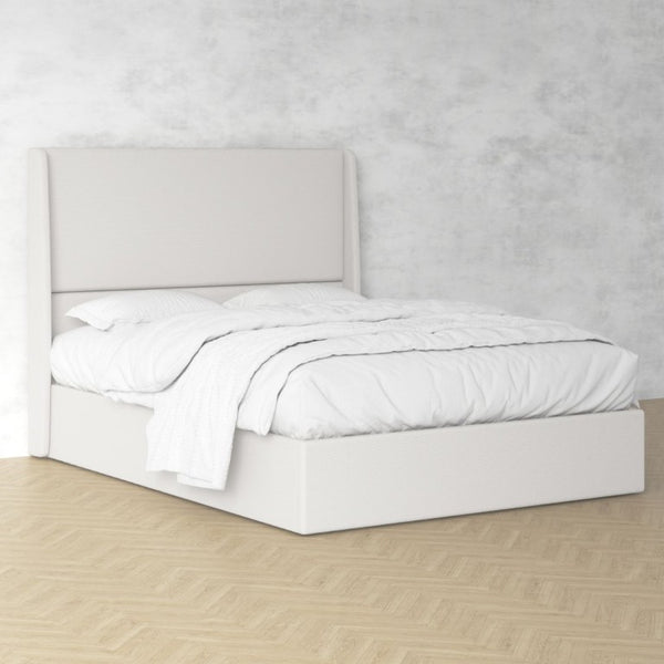 English Elm High Headboard Queen Bed Chenille Upholstered Frame with 12 Slat Wooden Support W5819P492590