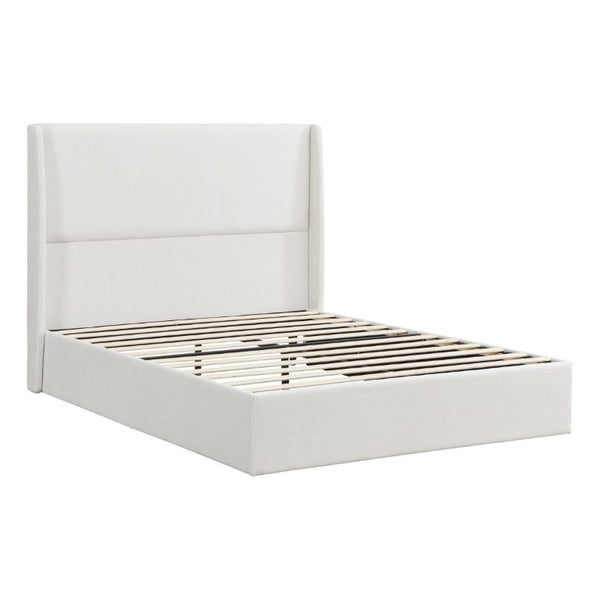 English Elm High Headboard Queen Bed Chenille Upholstered Frame with 12 Slat Wooden Support W5819P492590