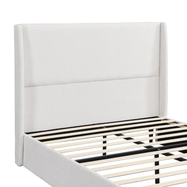 English Elm High Headboard Queen Bed Chenille Upholstered Frame with 12 Slat Wooden Support W5819P492590