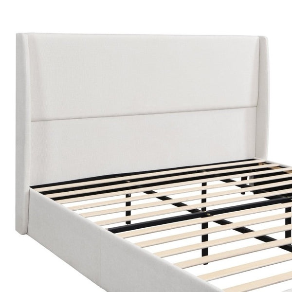 English Elm High Headboard Chenille Upholstered King Platform Bed with Sturdy Wooden Slat Foundation W5819P492591