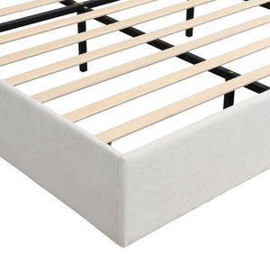 English Elm High Headboard Chenille Upholstered King Platform Bed with Sturdy Wooden Slat Foundation W5819P492591
