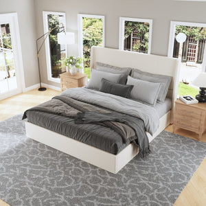 English Elm High Headboard Chenille Upholstered King Platform Bed with Sturdy Wooden Slat Foundation W5819P492591