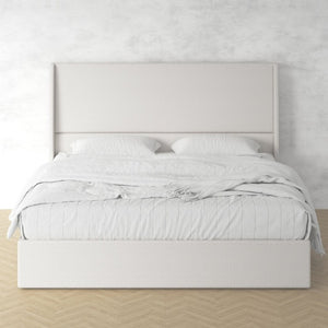 English Elm High Headboard Chenille Upholstered King Platform Bed with Sturdy Wooden Slat Foundation W5819P492591