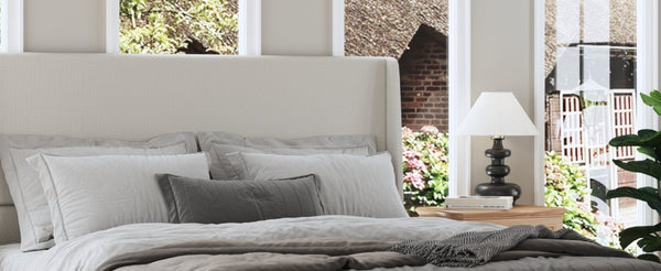 English Elm High Headboard Chenille Upholstered King Platform Bed with Sturdy Wooden Slat Foundation W5819P492591
