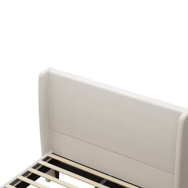 English Elm High Headboard Queen Bed Chenille Upholstered Frame with 12 Slats No Box Spring W5819P492595