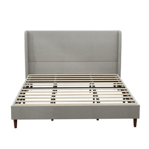 English Elm High Headboard King Bed Upholstered in Soft Chenille for Minimalist Bedroom Elegance Light Gray W5819P492601