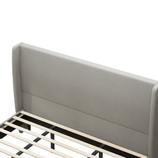 English Elm High Headboard King Bed Upholstered in Soft Chenille for Minimalist Bedroom Elegance Light Gray W5819P492601