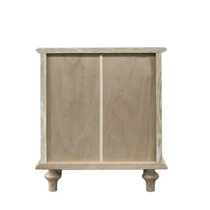 English Elm Farmhouse Nightstand Pine Wood Four Drawer Storage with Pull Out Tray and Gourd Legs Natural+White W5819P495156