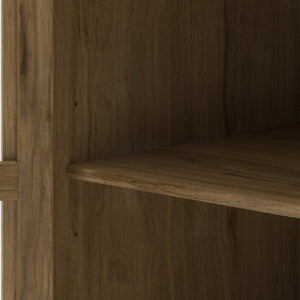 English Elm 58.86" Solid Pine Mid-century Tv Stand with Slatted Push-open Doors and Adjustable Shelf W5819P499978