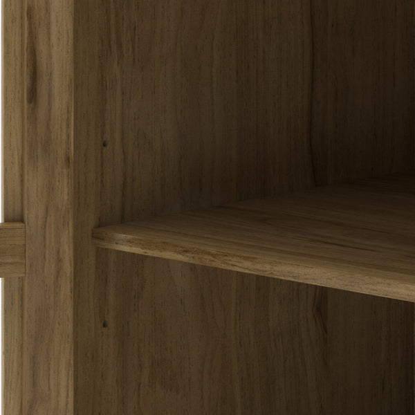 English Elm 58.86" Solid Pine Mid-century Tv Stand with Slatted Push-open Doors and Adjustable Shelf W5819P499978