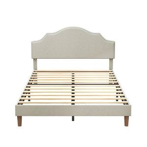 English Elm Queen Platform Bed Linen Upholstered Frame with Adjustable Headboard for Modern Bedroom W5819P522963