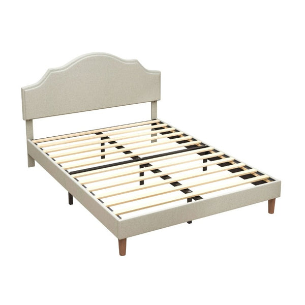 English Elm Queen Platform Bed Linen Upholstered Frame with Adjustable Headboard for Modern Bedroom W5819P522963