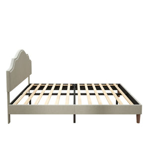 English Elm Queen Platform Bed Linen Upholstered Frame with Adjustable Headboard for Modern Bedroom W5819P522963