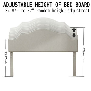 English Elm Queen Platform Bed Linen Upholstered Frame with Adjustable Headboard for Modern Bedroom W5819P522963