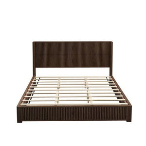 English Elm Eta:7.21-Ca:25 Solid Wood King Platform Bed Walnut Grain Headboard No Box Spring W5819S00008