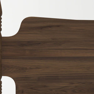 English Elm Queen Spindle Platform Bed Walnut Rubberwood Curved Headboard Bohemian Retro Style W5819S00009
