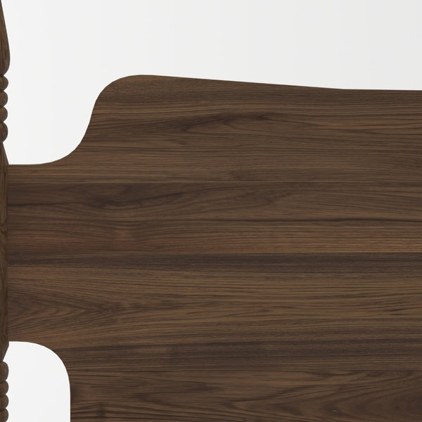 English Elm Queen Spindle Platform Bed Walnut Rubberwood Curved Headboard Bohemian Retro Style W5819S00009