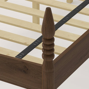 English Elm King Spindle Four Poster Bed Walnut Finish Curved Headboard Rubberwood No Box Spring W5819S00010