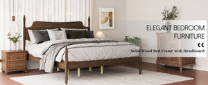 English Elm King Spindle Four Poster Bed Walnut Finish Curved Headboard Rubberwood No Box Spring W5819S00010