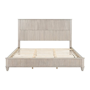 English Elm 3-piece King Bedroom Set Fluted Headboard Rubberwood Frame with Matching Nightstands W5819S00014