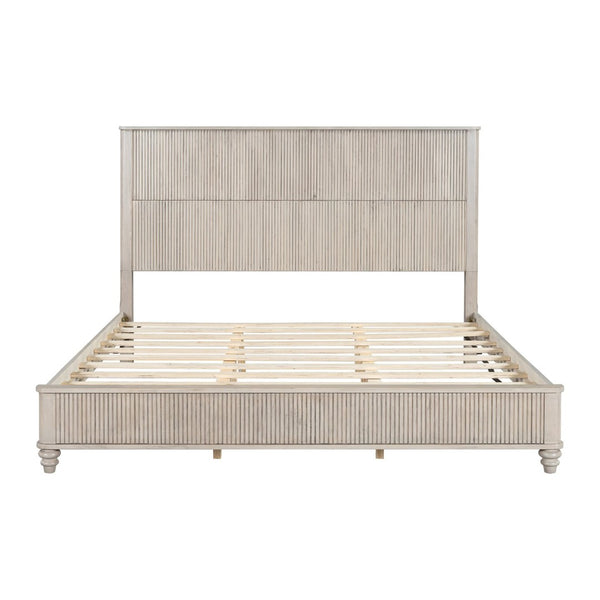 English Elm 3-piece King Bedroom Set Fluted Headboard Rubberwood Frame with Matching Nightstands W5819S00014
